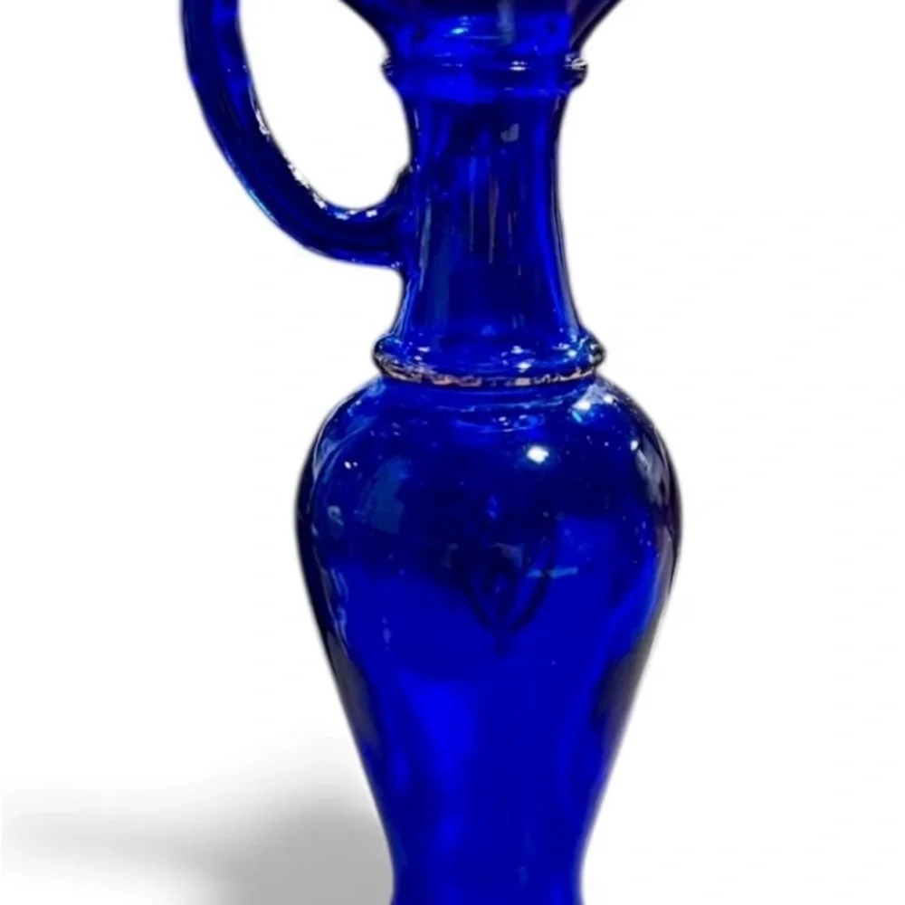 Vintage Avon Cobalt Glass Decanter Blue and Gold Traditional Cottage Collectible